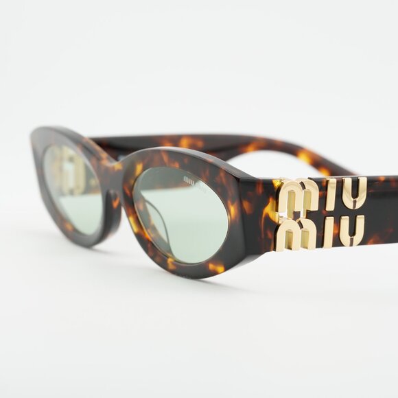 Miu Miu MU11WS 14L50O Sunglasses Honey Havana Oval Frame, Light Green Lenses main image 8